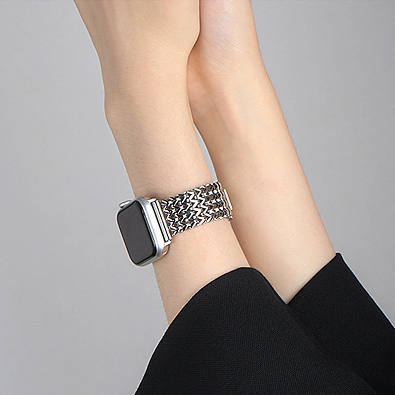 

Stainless Steel Strap for Apple Watch Ultra Band 49mm Mesh Bracelet for IWatch 8 7 6 SE 5 4 3 45mm 41mm 44mm 40mm 42mm 38mm