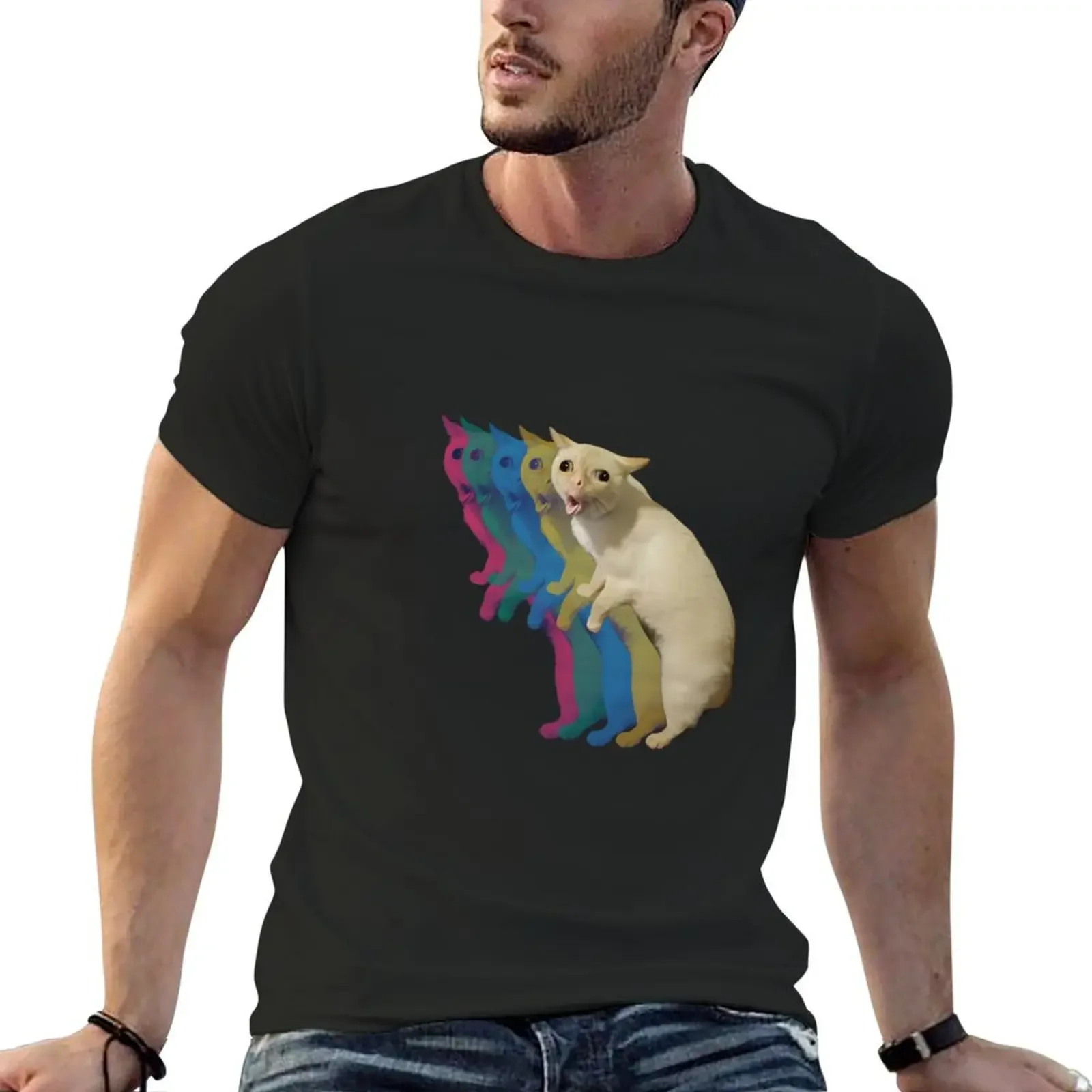 Футболка с изображением кота быстросохнущая футболка животным принтом для