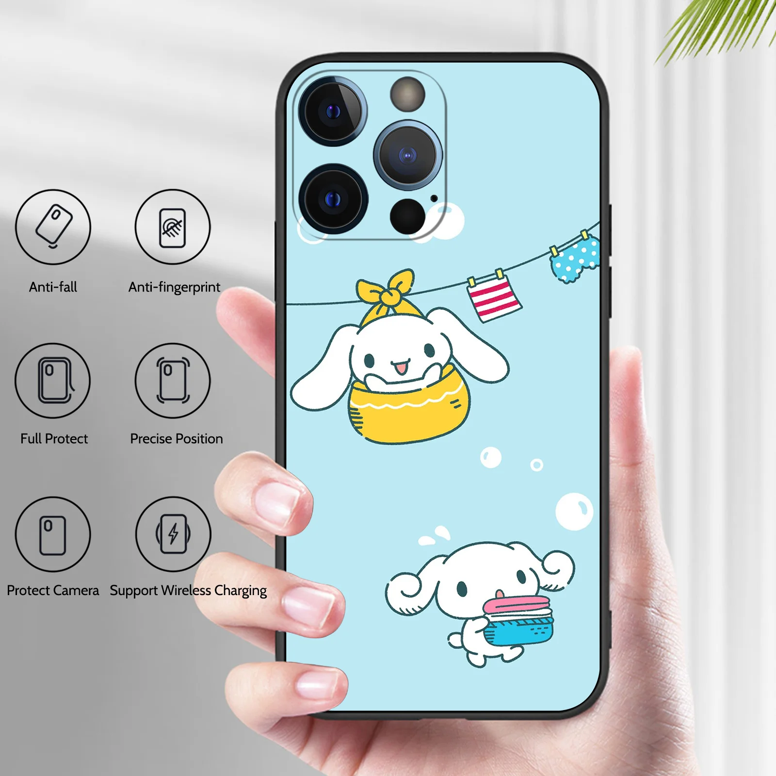 Чехол Sanrio CINNAMROLL для iPhone 16 Pro Max милый защитный мягкий чехол телефона 15 14 13 12 Plus