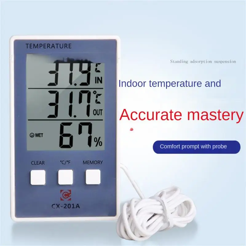 

Digital Thermometer Hygrometer Indoor Outdoor Temperature Humidity Meter C/F LCD Display Sensor Probe Weather Station 2023