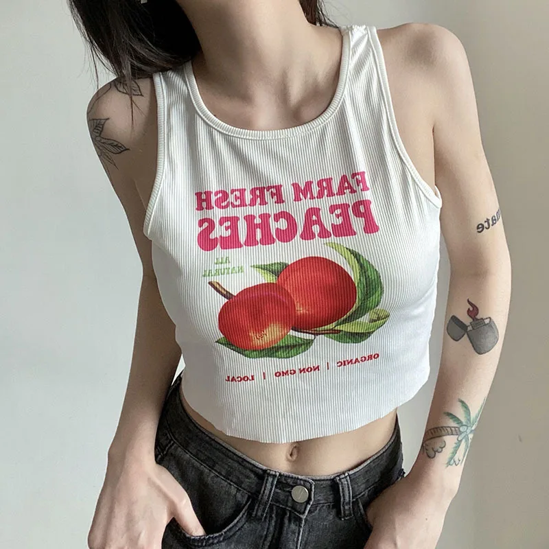 

Женская летняя футболка с круглым вырезом, без рукавов