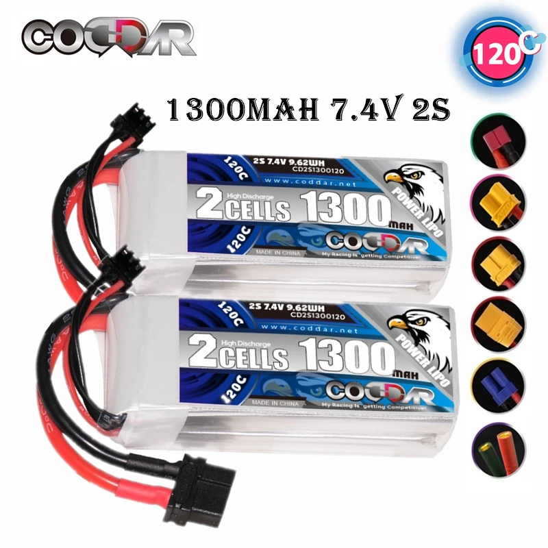 

CODDAR 2S 1300mah 7.4V 120C High Capacity Lipo Battery With XT60 XT90 EC5 Plug For FPV Quadcopter RC Helicopter Racing Drone