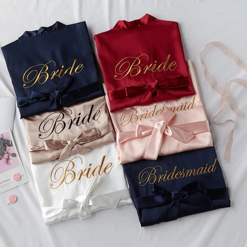 Свадебные халаты для невесты и подружки сексуальный атласный Шелковый банный