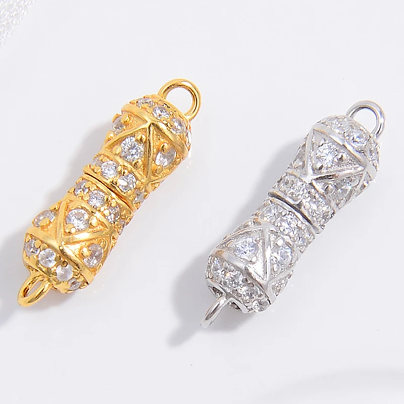 S925 стерлингового серебра микро-циркон двойной подвесной разъем для DIY аксессуары