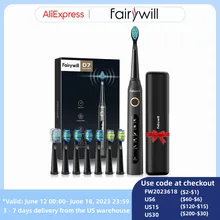 Fairywill Electric Sonic Toothbrush FW-507 USB Charge Rechargeable Adult Waterproof Electronic Tooth Brushes Replacement Heads