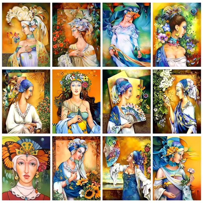 

RUOPOTY Full Diamond Painting Portrait Woman Embroidery Cross Stitch Kit Diamond Mosaic Living Room Decoration