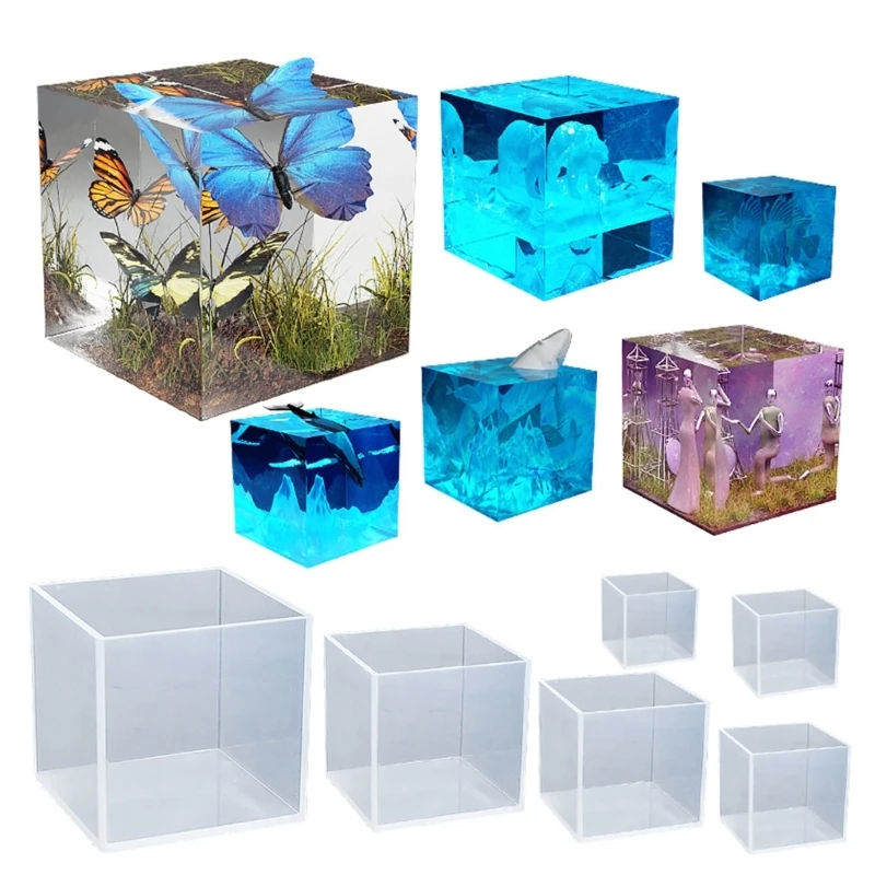 

Square Resin Molds Clear Cube Casting Molds for Insect Specimen Preservation Coaster Flower Pot Soap Jewelry Box Making