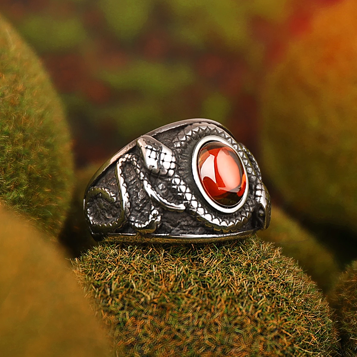 

316 Stainless Steel Men's Ring Retro Zircon Snake Wrap High Quality Hip Hop Punk Men Boyfriend Creative Jewelry Gift Wholesale