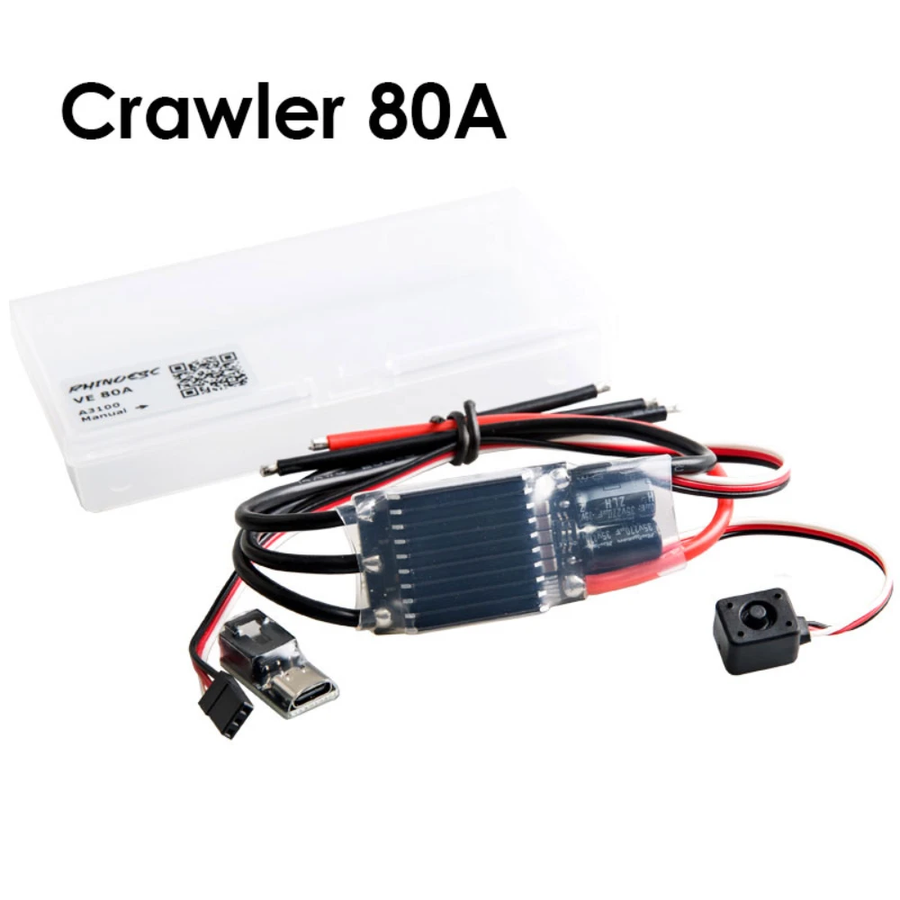 

RhinoESC Mini Comp Crawler ESC AM32 80A 2-8S BEC 5.2~8.2V Electronic Speed Controller for RC Car One USB Link for free