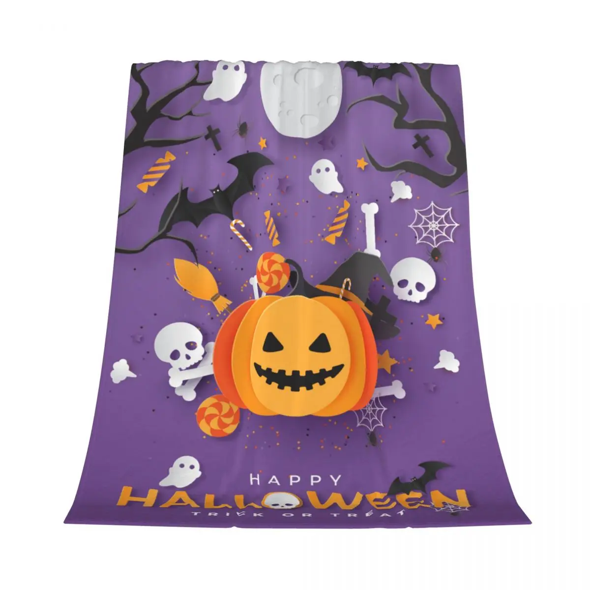 

Оригинальное бархатное одеяло на Хэллоуин с милым призраком, многофункциональное супертеплое покрывало для кровати, дивана, стеганое одея...