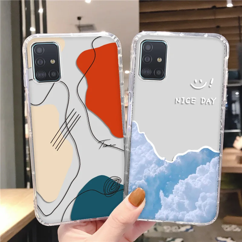 

Transparent Silicone Case For Samsung S22 Ultra S21 S20 FE Note 20 Ultra S10 Plus Galaxy A12 A52S A32 A51 A72 Cartoon Soft Cover