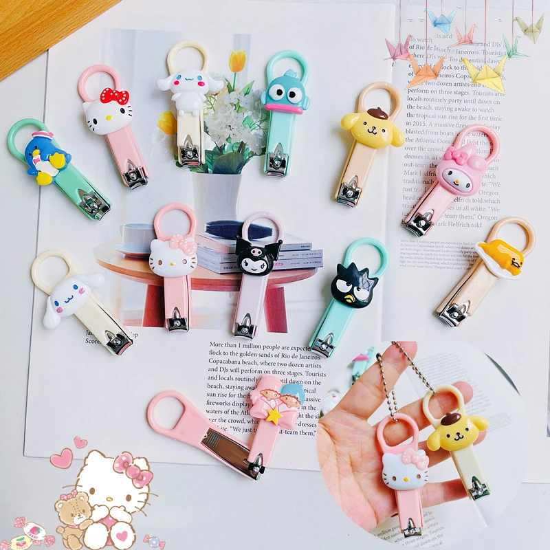 

Sanrio Hello Kittys Nail Clippers Kawaii Kuromi My Melody Cinnamoroll Student Portable Nail Scissors Send The Chain Toys Girls