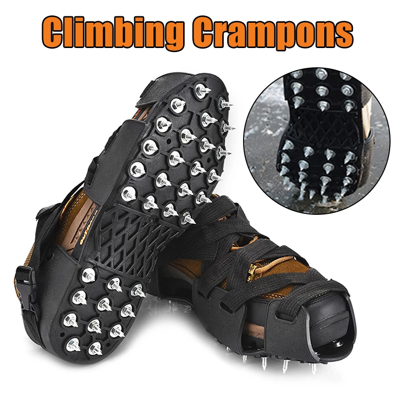 

1 Pair Climbing Crampons Anti-Skid 32 Teeth Snow Ice Claw Professional Grip Cleats Shoes Covers Stainless Steel for Snow Walking