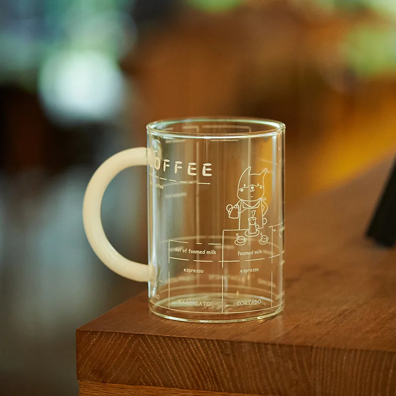 

Clear Glass Water Cup Coffee Korean Milk Whisky Shot Glasses INS Wind Belt Handle Household High Borosilicate Cups And Mugs