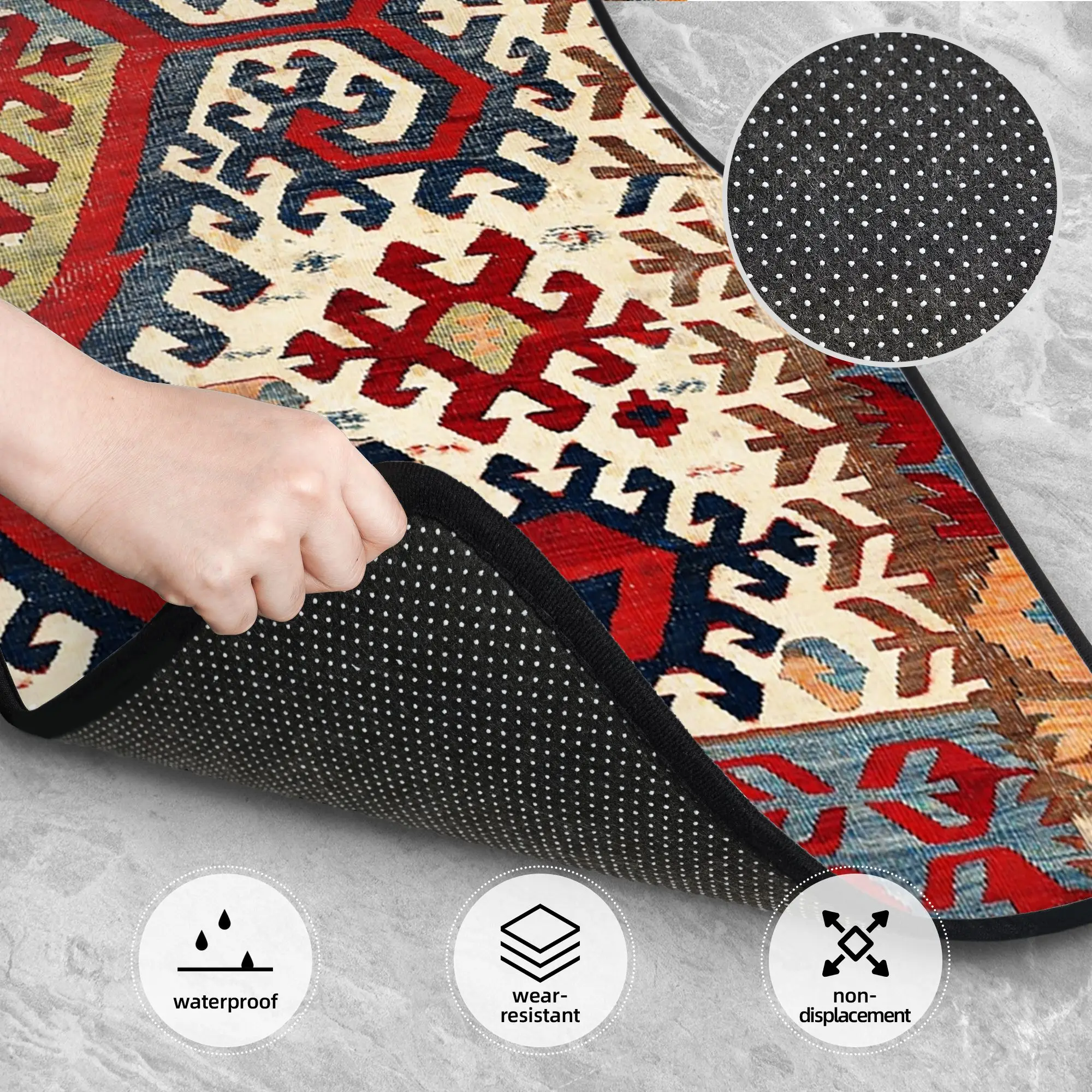 Фото Комплект из 4 универсальных автомобильных ковриков Hotamis Antique Konya Turkish Kilim из хрустального бархата для переднего и заднего ряда, защитные коврики для автомобиля №3