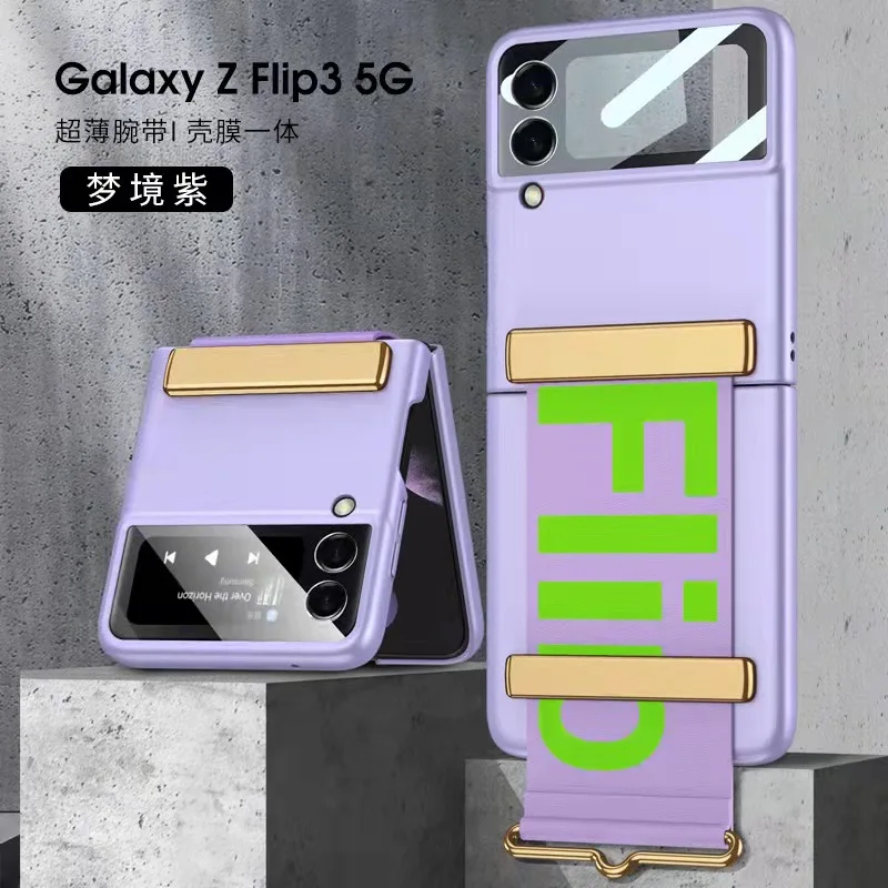

Case For Samsung Galaxy Z Flip 3 4 5G Armor Wristband Bracket Hinge Full Package Stand Holder Shockproof Stand Cover Shell Capa