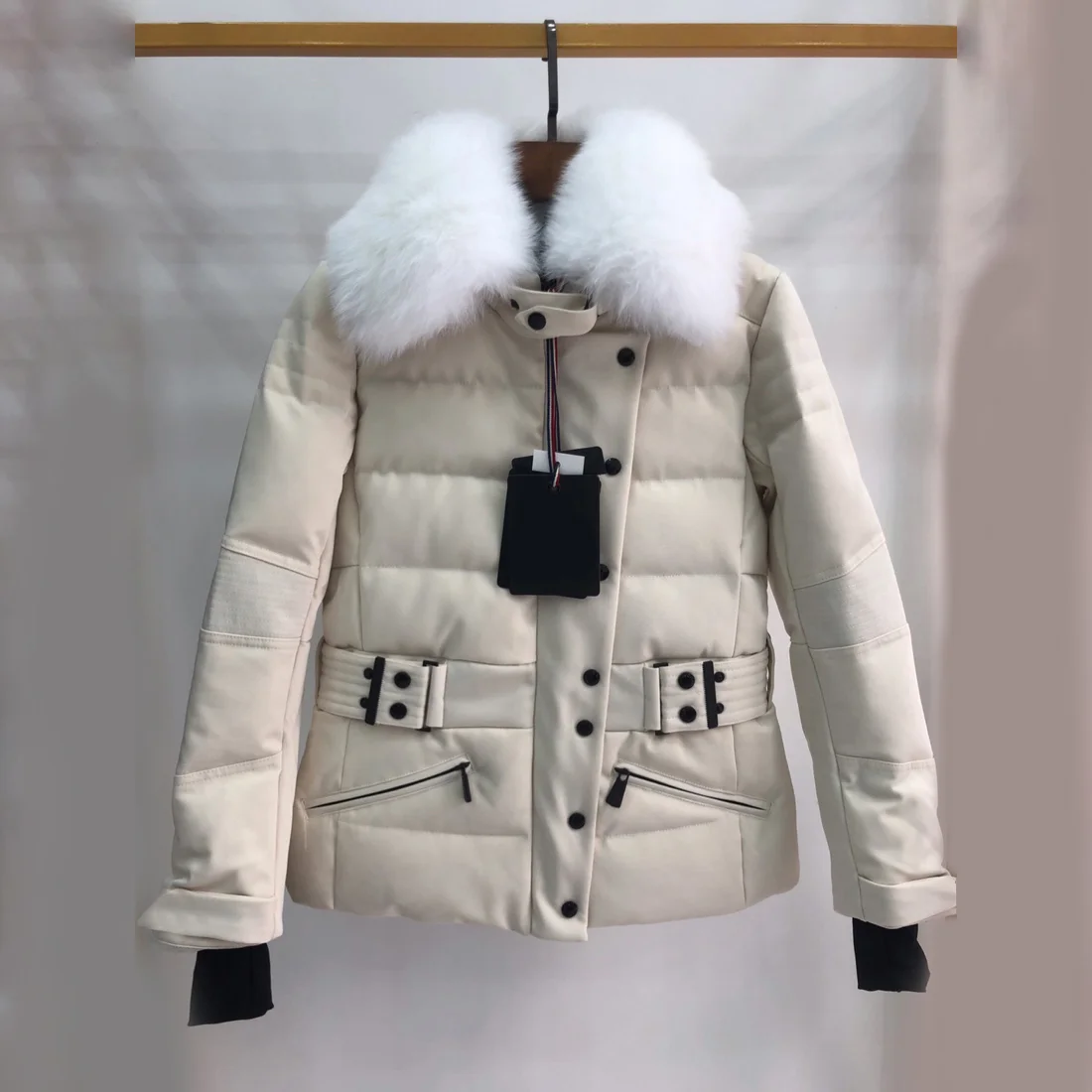 Новый высококачественный Женский лыжный костюм M's с воротником из лисьего меха