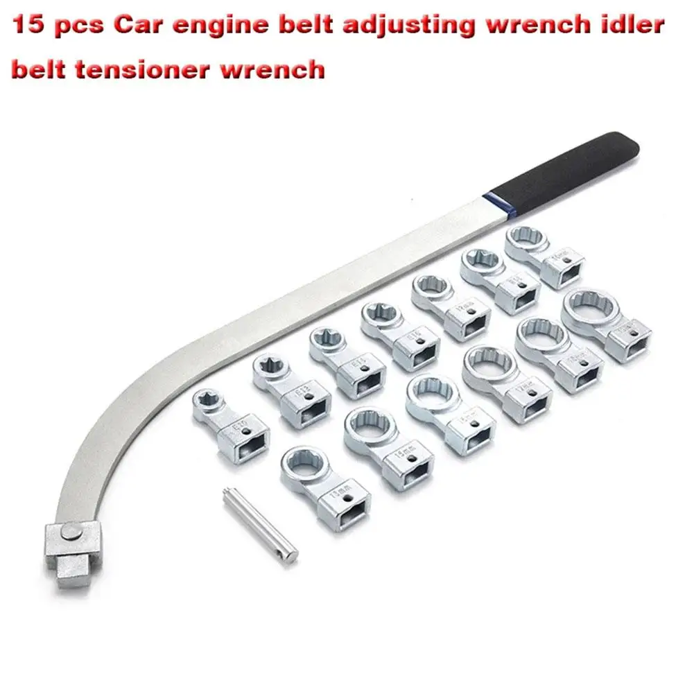 

15Pcs Idler Pulley Adjustment Wrench Belt Tension Tensioning Adjuster Lever Tool Extension Wrench Workshop Tool