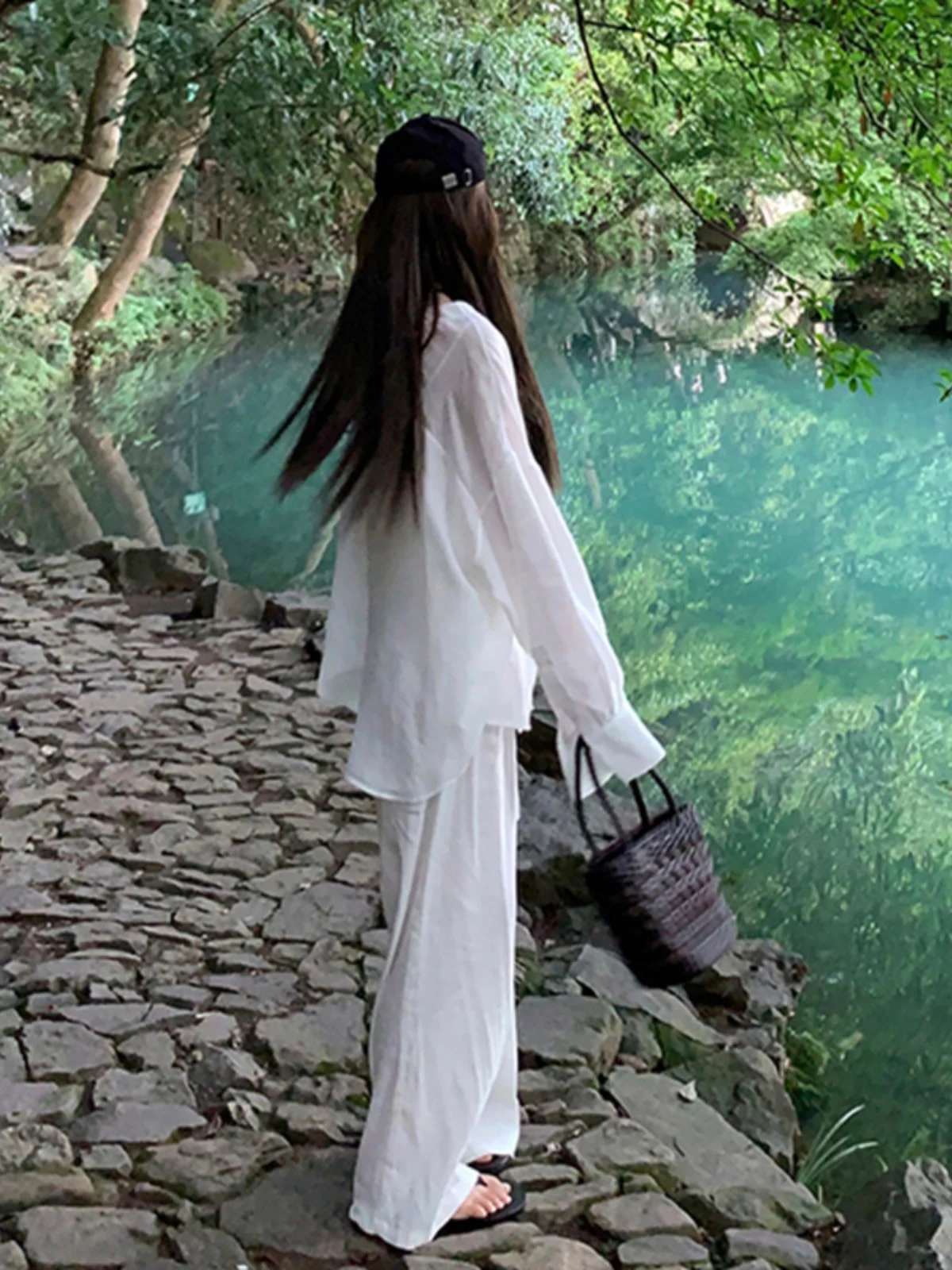 Комплект женских белых льняных рубашек свободная летняя одежда для защиты от