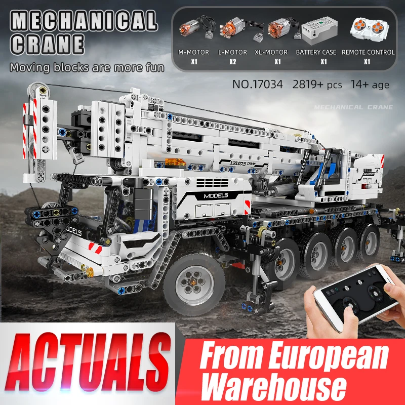 

MOULD KING 17034 17035 High-Tech Car Toys The MOC-0853 Motorized Mobile Crane Model Building Blocks Bricks Kids Christmas Gifts