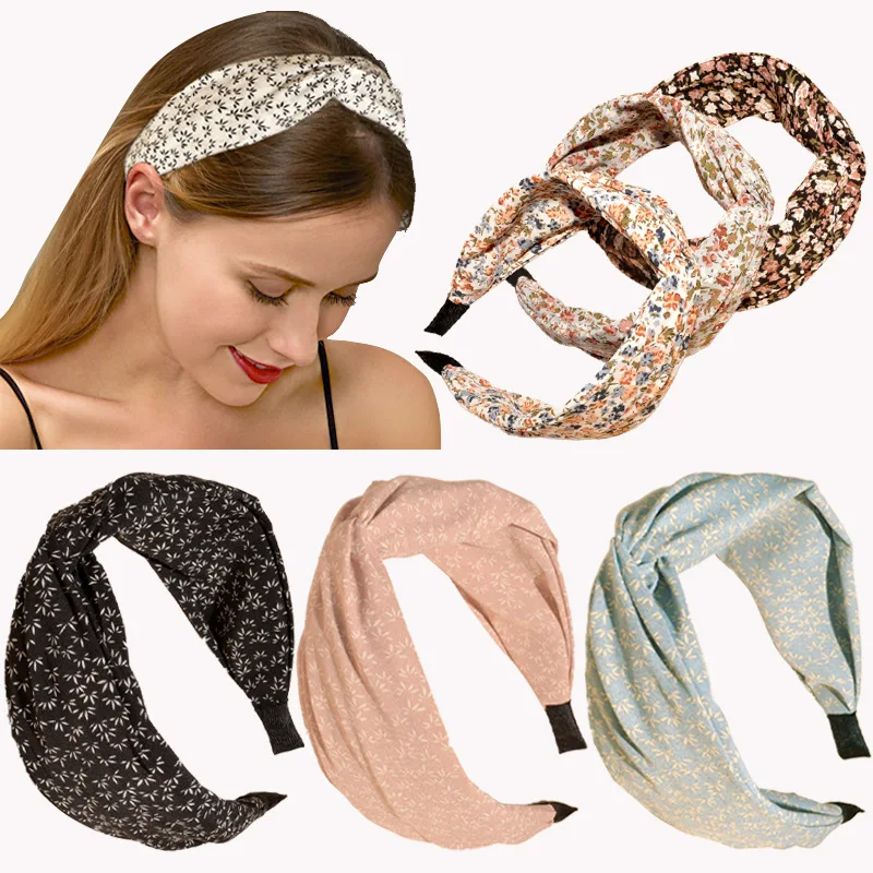 

Fashion Women Boho Flower Wide Girls Hair Bands Print Headbands Knot Elastic Turban Bandage Bandanas HairBands Hair Accessories