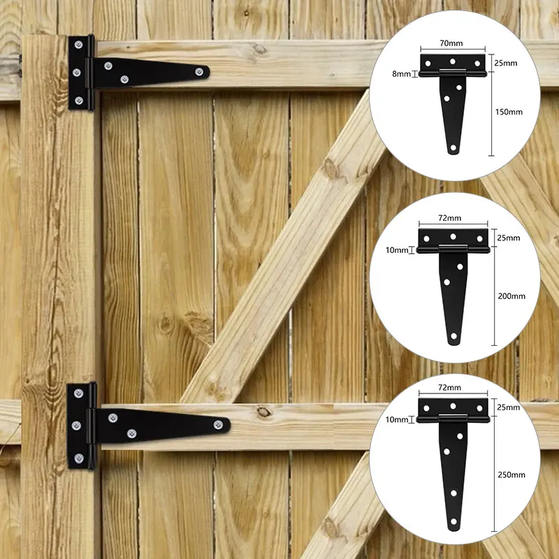 

1PC Black T-Shaped Triangular Iron Hinge for Cabinet Shed Wooden Gate Hinges Hardware Rust Proof Light Duty Shed Accessories New