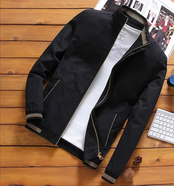 Куртка-бомбер мужская приталенная хлопковая верхняя одежда повседневный пиджак