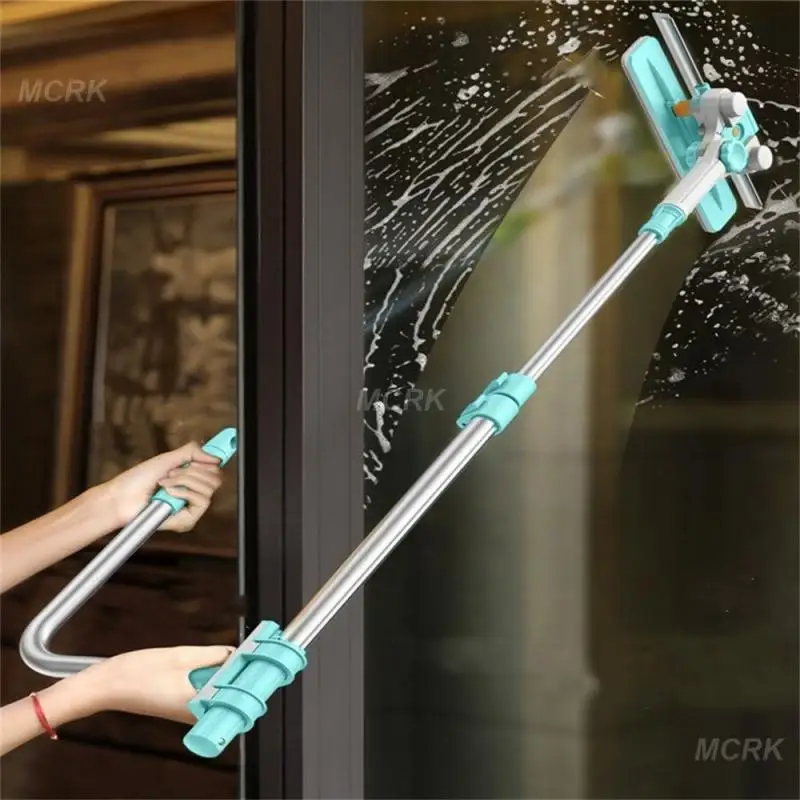 

High Building Glass Scraper Household Cleaning Tool Double Sided U-Shaped High-rise Glass Scraper Telescopic Window Wiper