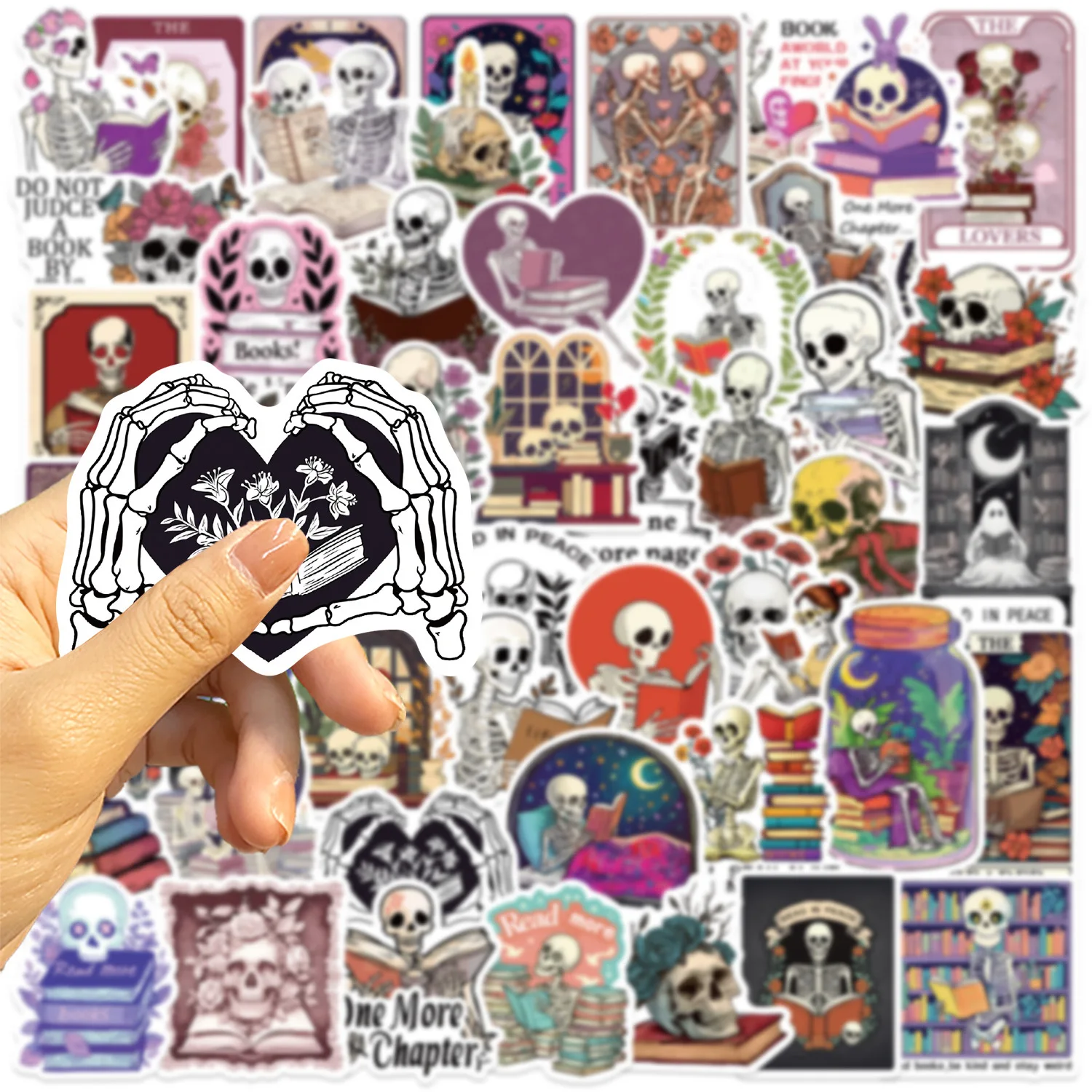 10/50 шт. забавные темные романтические наклейки с черепом и цветком для чтения