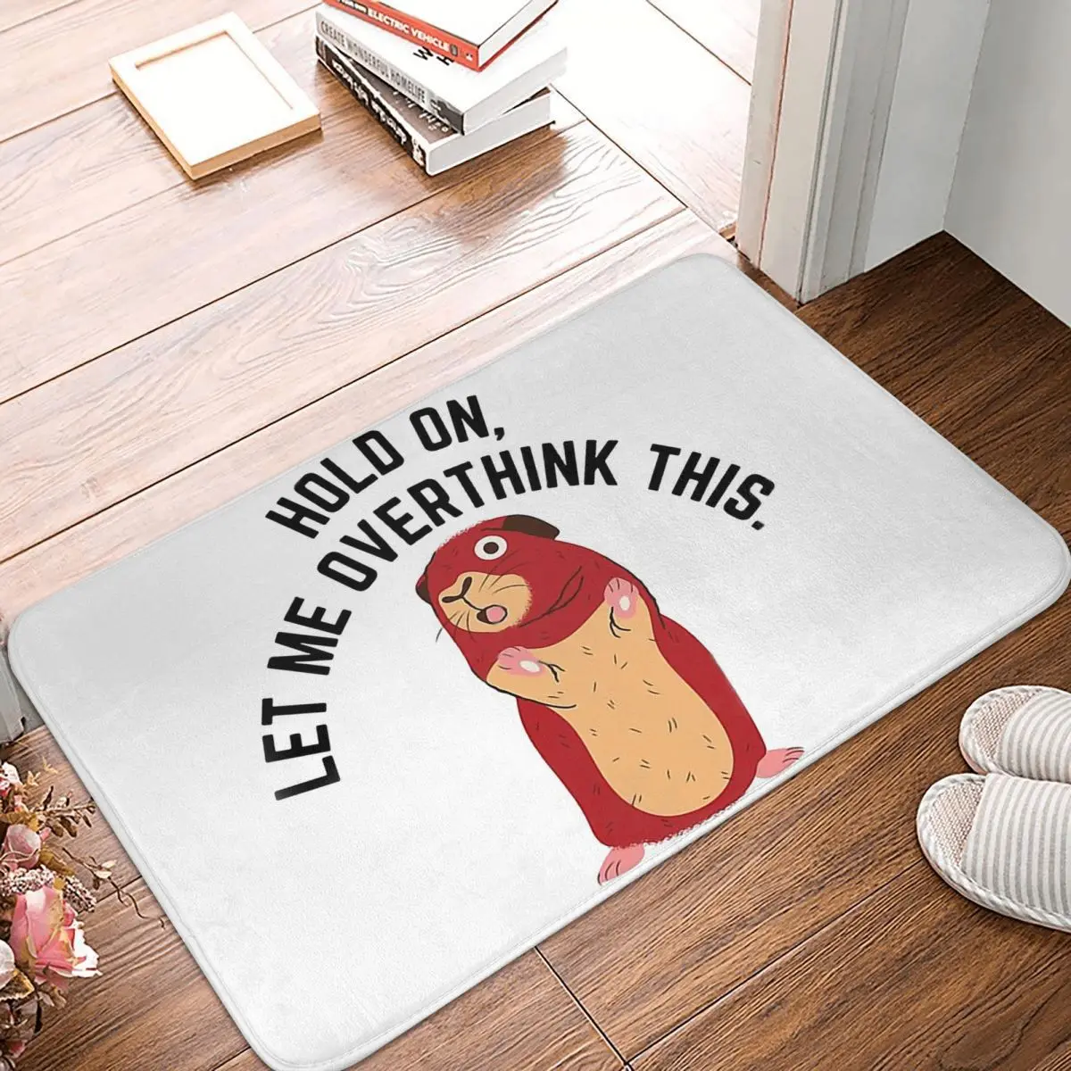 

Hamster Show Off One's Cleverness Non-slip Doormat Overthink Bath Kitchen Mat Prayer Carpet Flannel Modern Decor