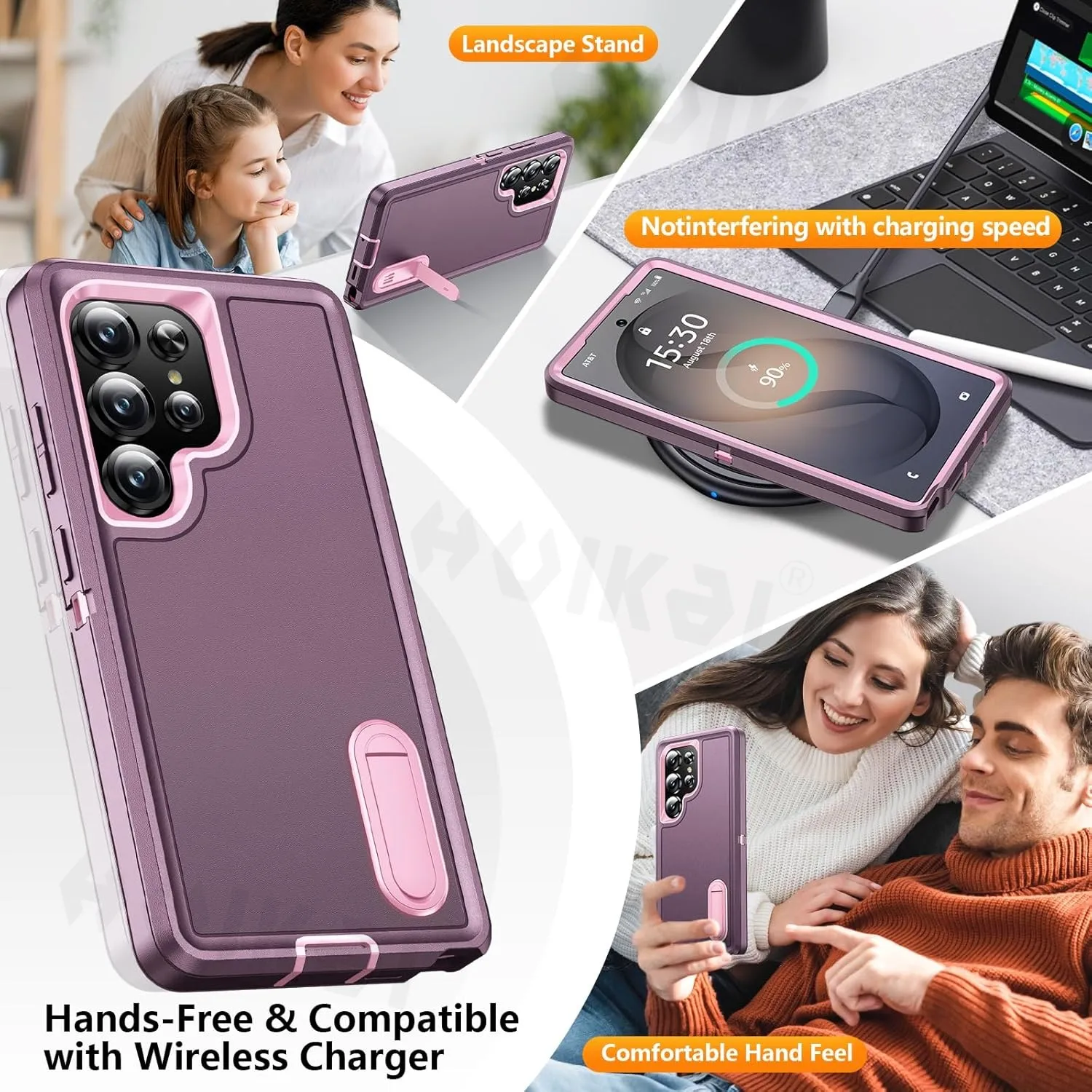 Фото Чехол для Samsung Galaxy S26 Ultra S25 Edge S24 S23 A16 A56, 3-в-1, ударопрочный, усиленный, с защитой от царапин, с подставкой №5
