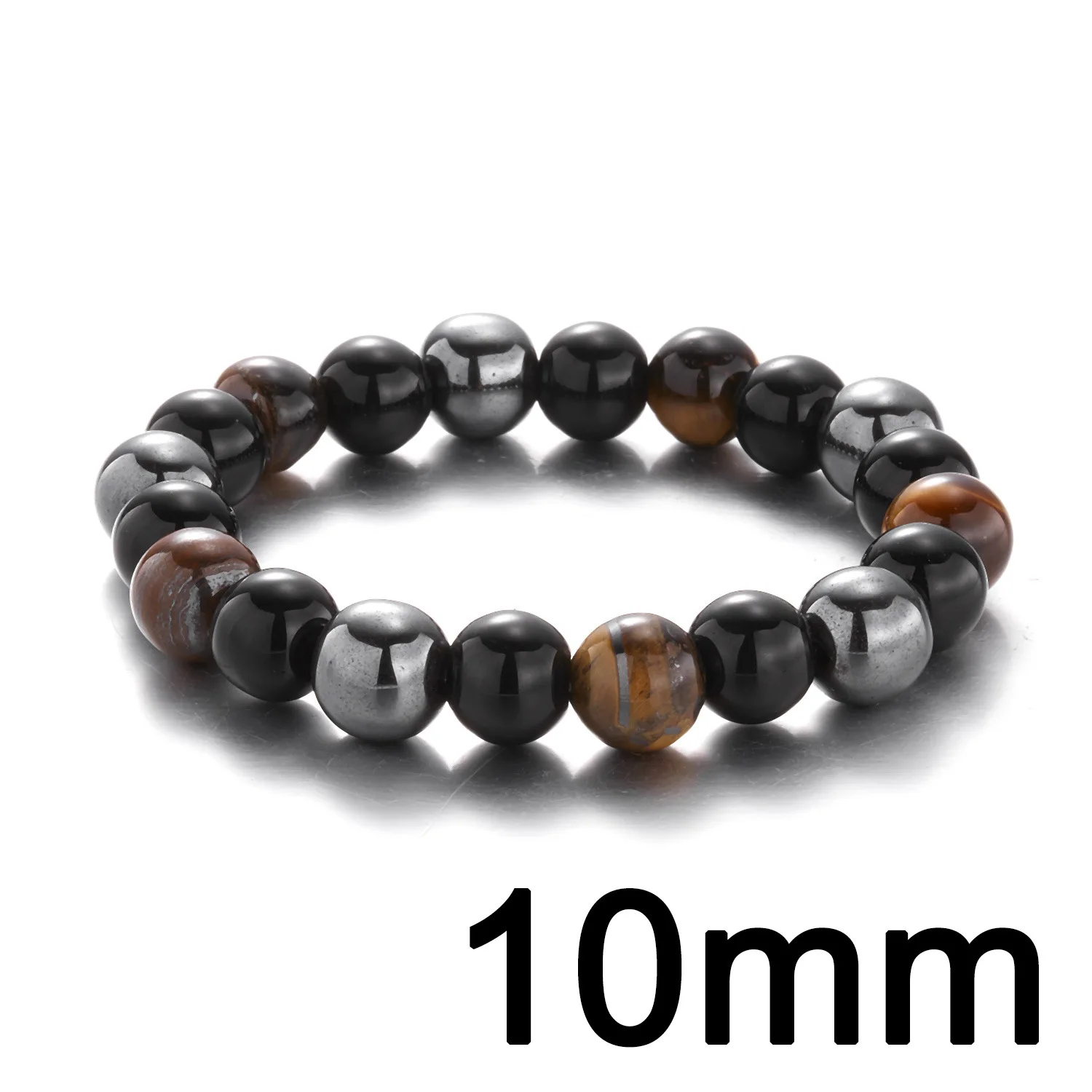 Классический мужской браслет из бисера тигровый глаз камень обсидиан гематит