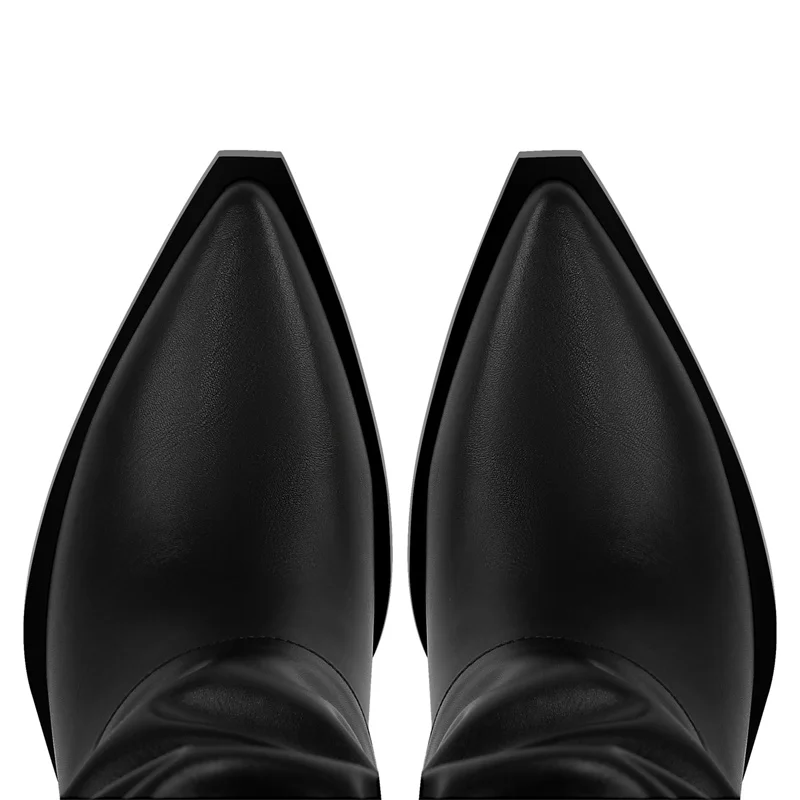 Женские черные матовые сапоги Onlymaker с острым носком складывающиеся выше колена