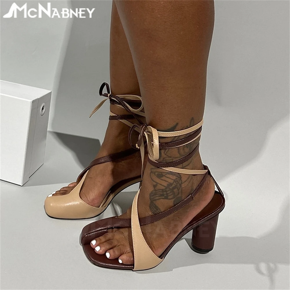 Сандалии женские на высоком каблуке босоножки с ремешками щиколотке туфли