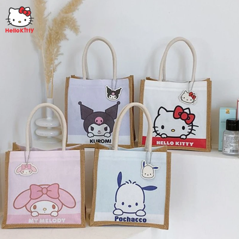 

Kawaii Sanrio, Hello Kitty Kuromi студенты бэнто сумка мультфильм аниме Моя Мелодия почтовый портативный большой объем Органайзер сумка тоут