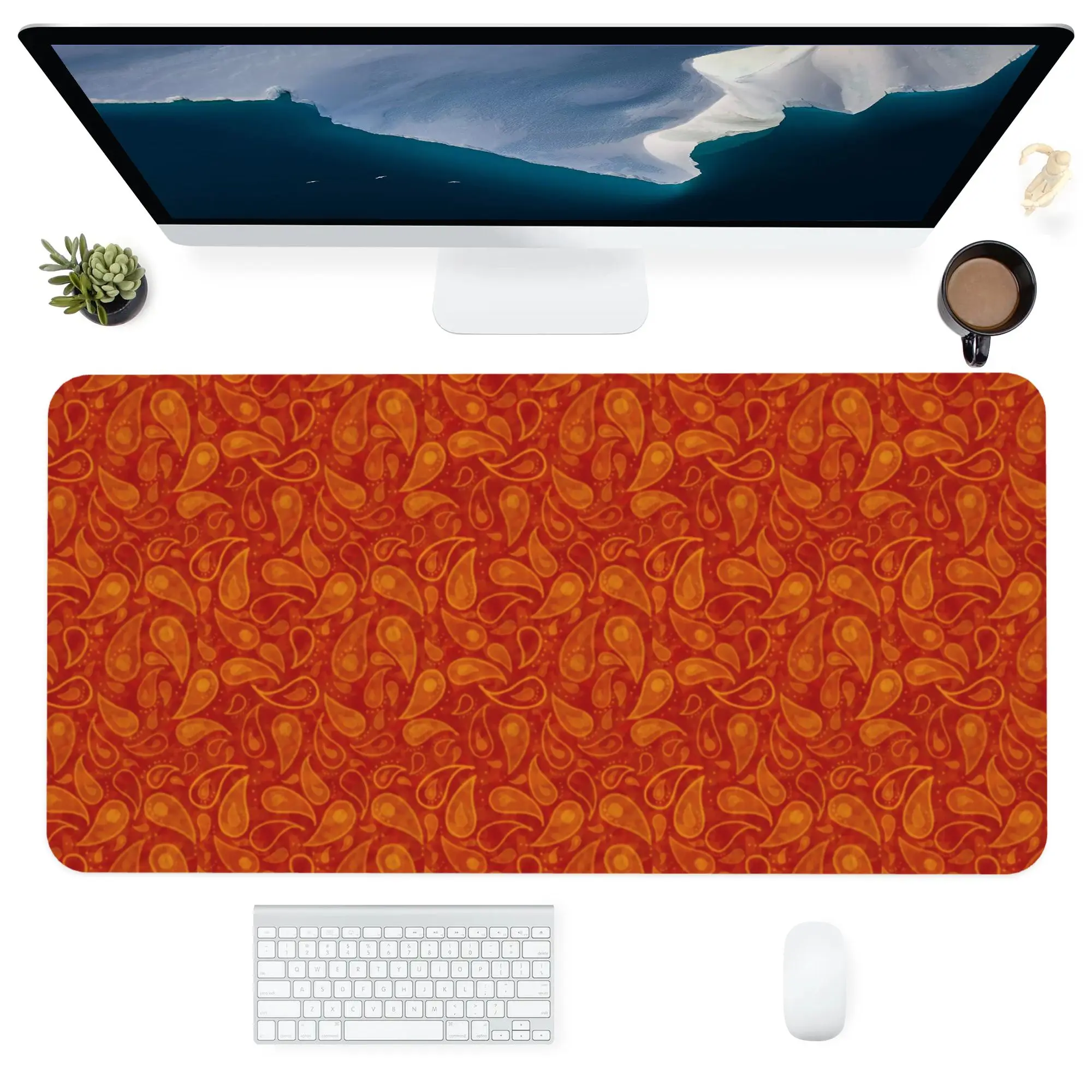

Mouse Pad Computer Office Supplies Accessories Dustproof Large Customized PC Mats Desk Pads Orange Red Pattern Mousepad Gift XXL
