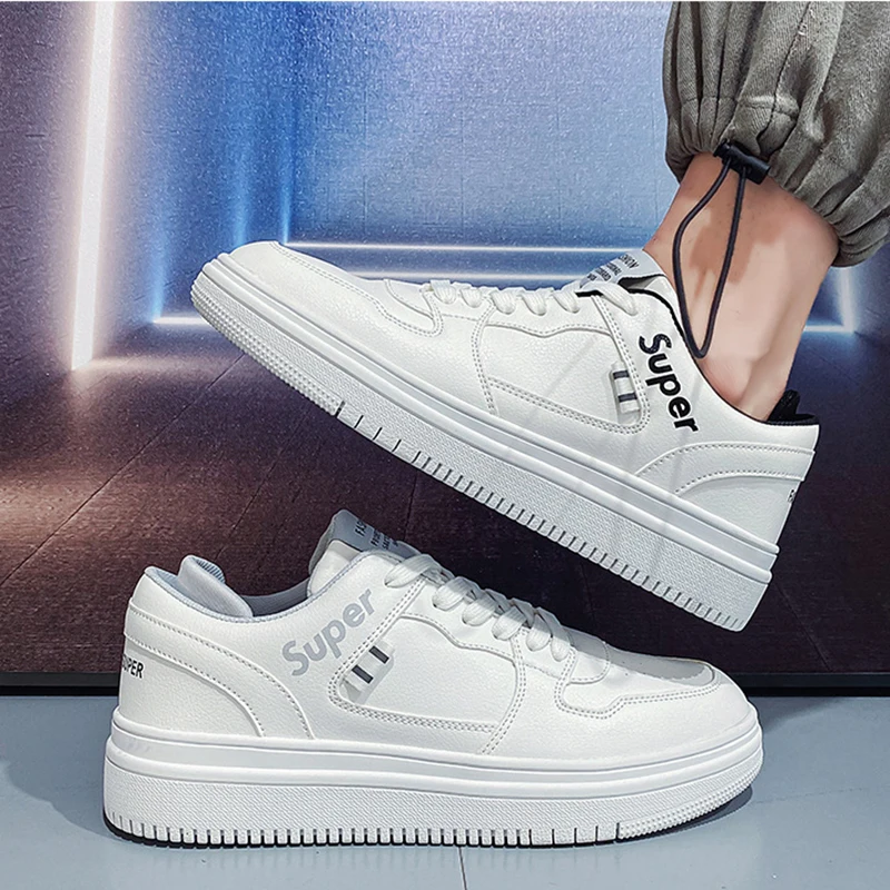 Мужские зимние кроссовки удобные кожаные для скейтбординга повседневная