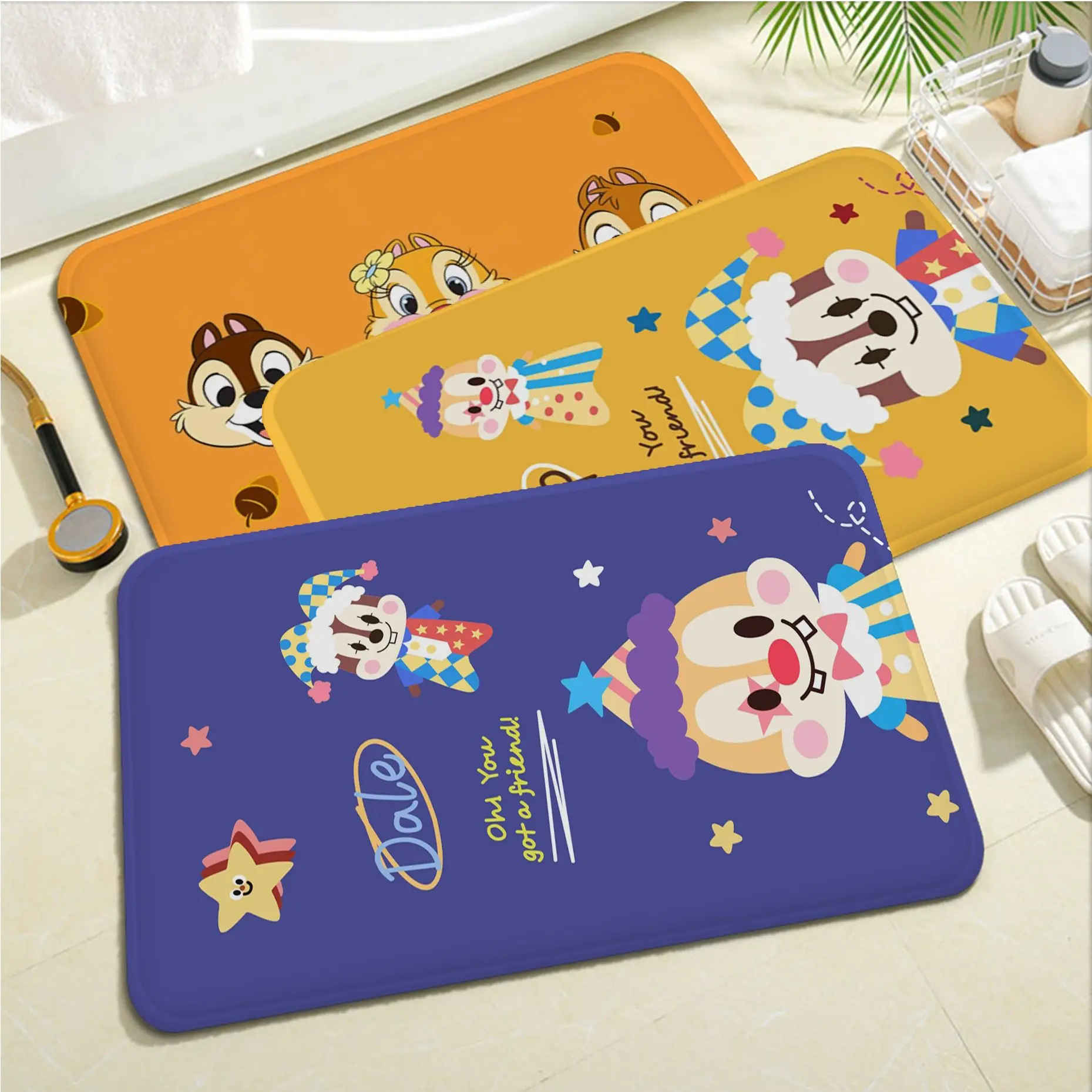 

Disney Cartoon Anime Chip Dale Long Rugs Nordic Style Home Doormat Bathroom-Toilet Mats Bedroom Toilet Rug