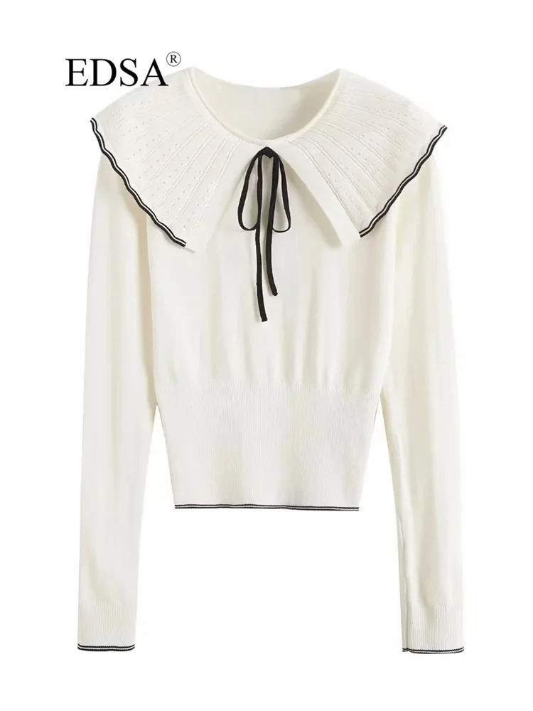 

Женский трикотажный свитер с круглым вырезом и длинным рукавом