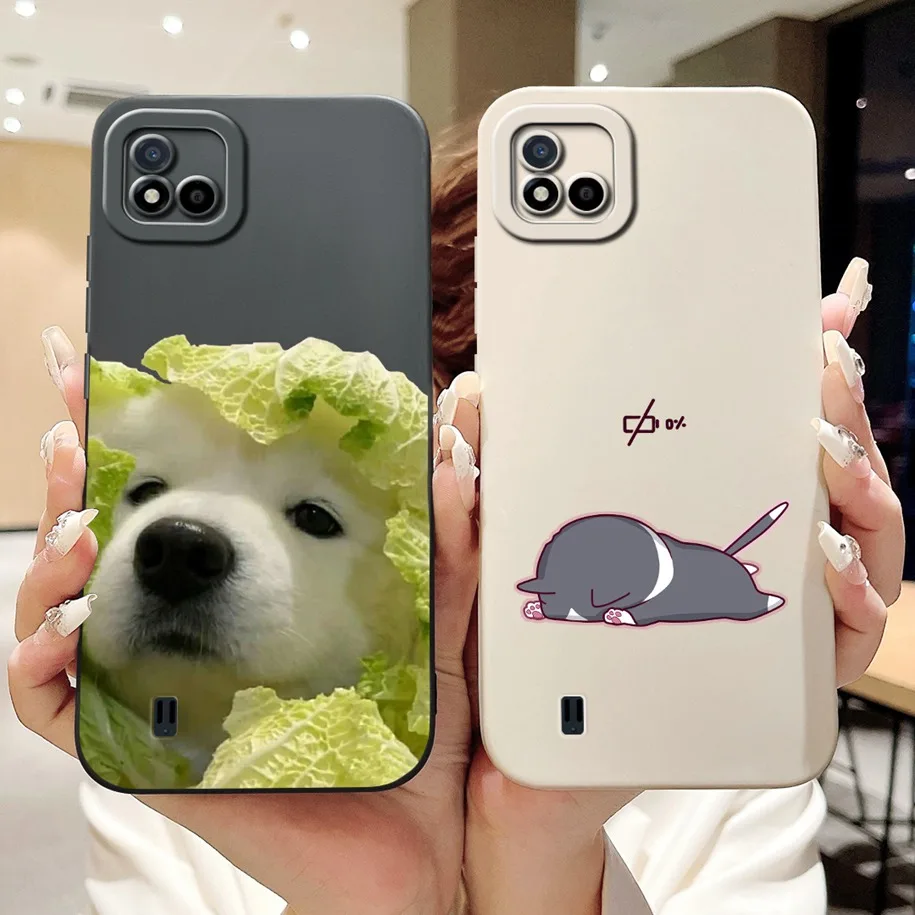 Модный мягкий Силиконовый противоударный чехол с цветочным рисунком для Realme C11