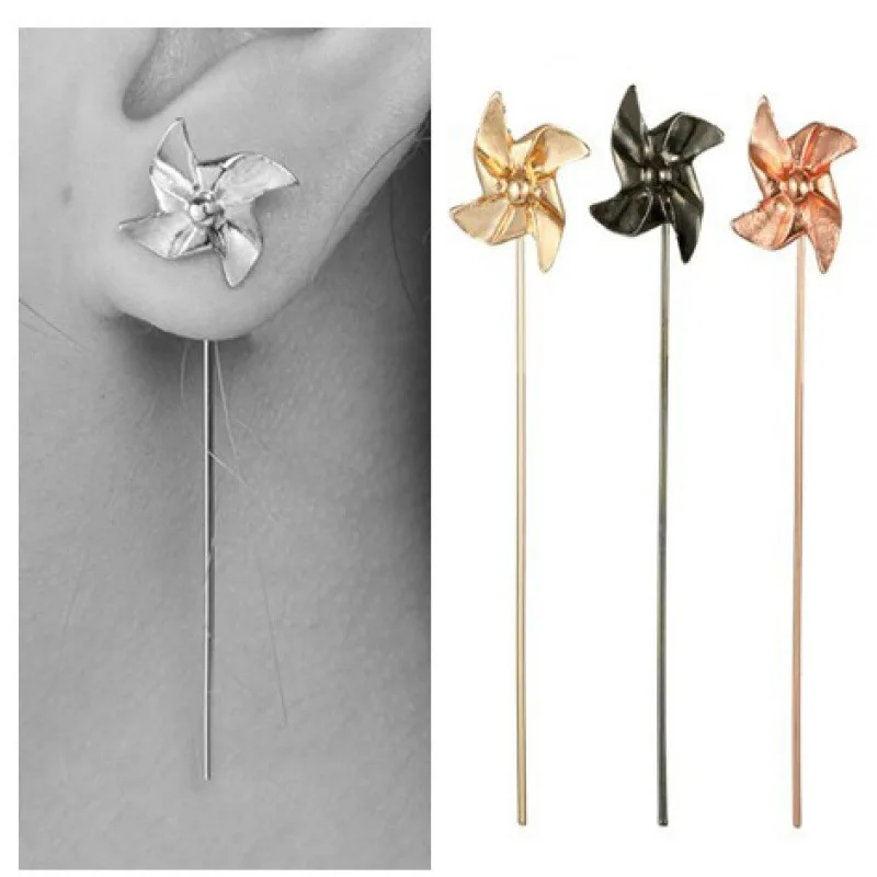 

New 2022 Geometric Fit Small Windmill Alloy Stud Earrings