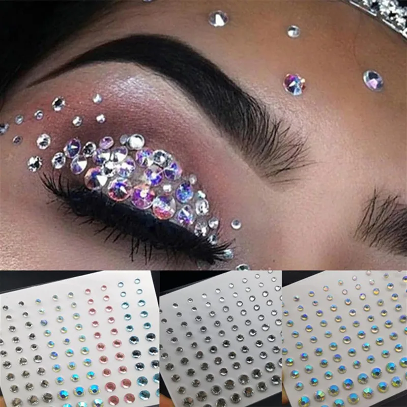 

Crystal Tattoo Sticker Glitter Eyeliner Eyebrow Makeup Face Eyes Diamond Temporary Tattoo Rock Rhinestone 3D Eyeliner Stickers