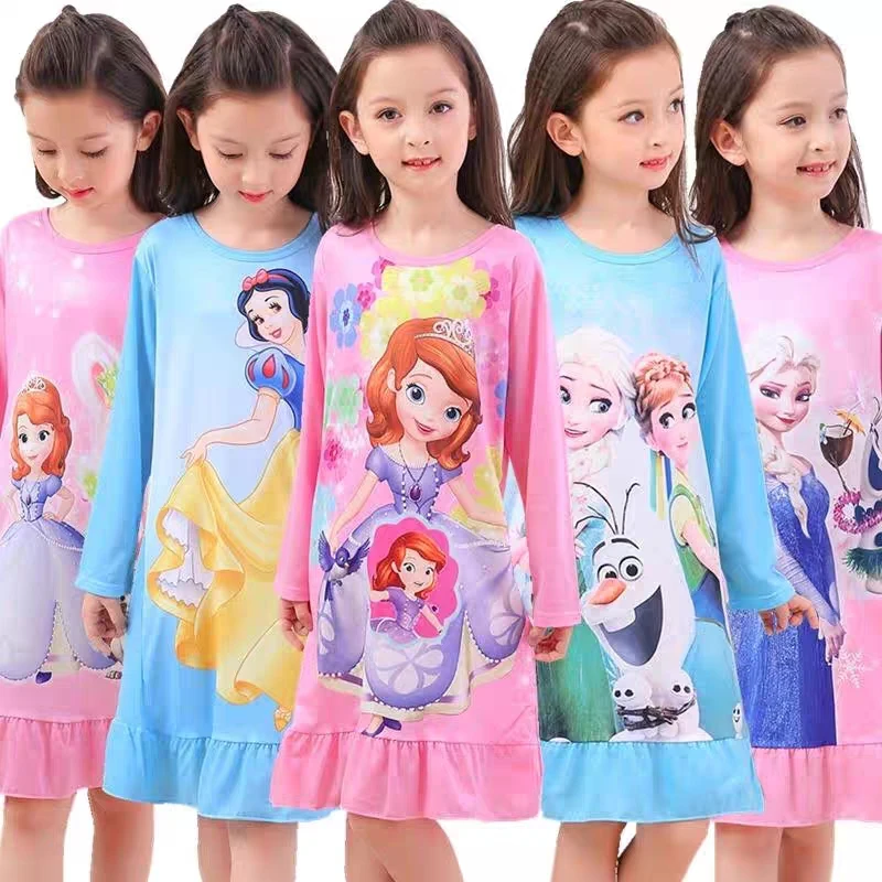 

Kids Dresses for Girls Cute Toddler Girls Nightgown Autumn Winter Cartoon Children Princess Nightdress Clothing Night Dress
