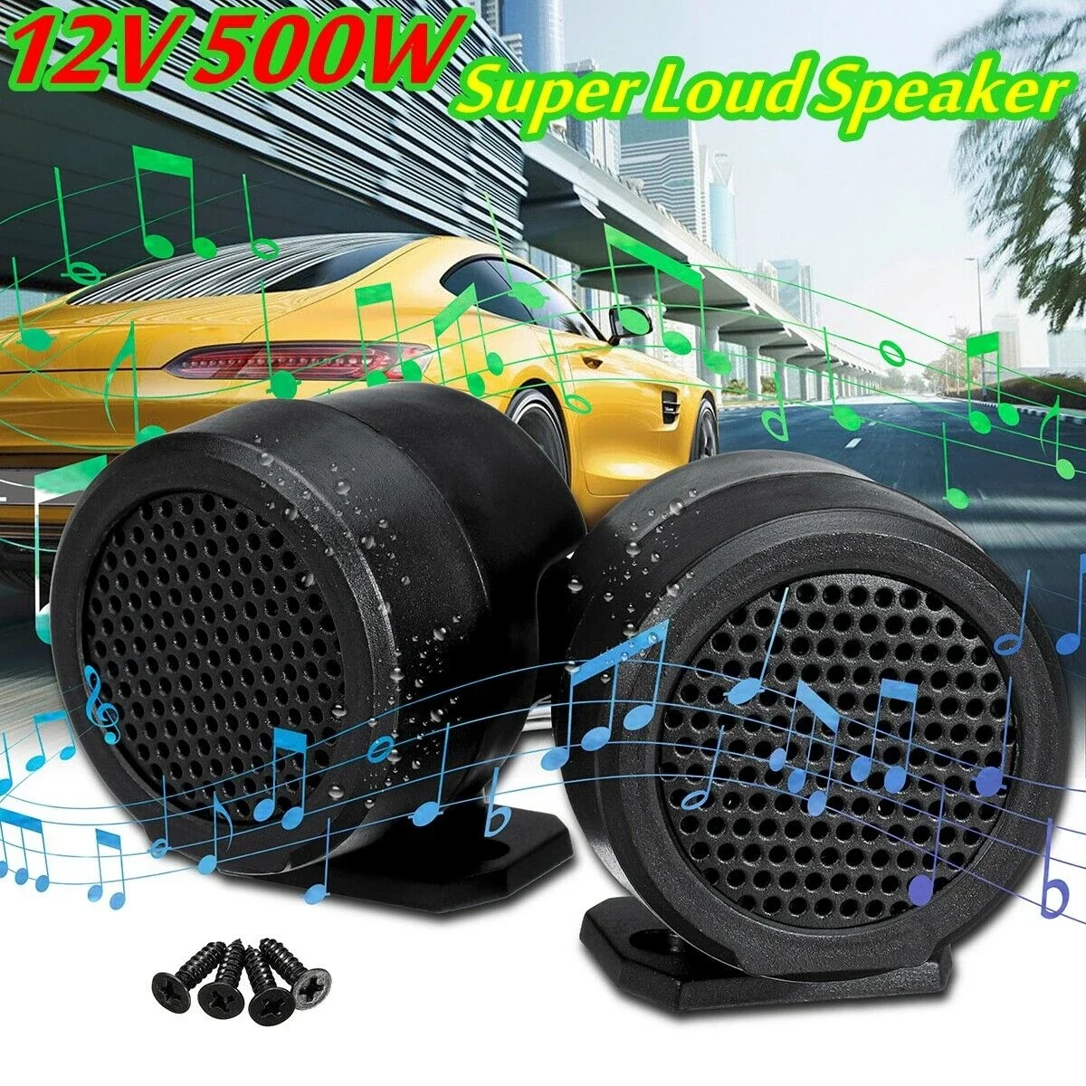 

2 Pcs 500W Pre-Wired Tweeter Speakers Car Audio System Vehicle Door Auto Audio Music Subwoofer Electronic Accessories Speaker