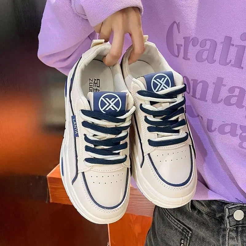 

2023 small white shoes round head cross tie autumn and winter women's shoes popular casual shoes