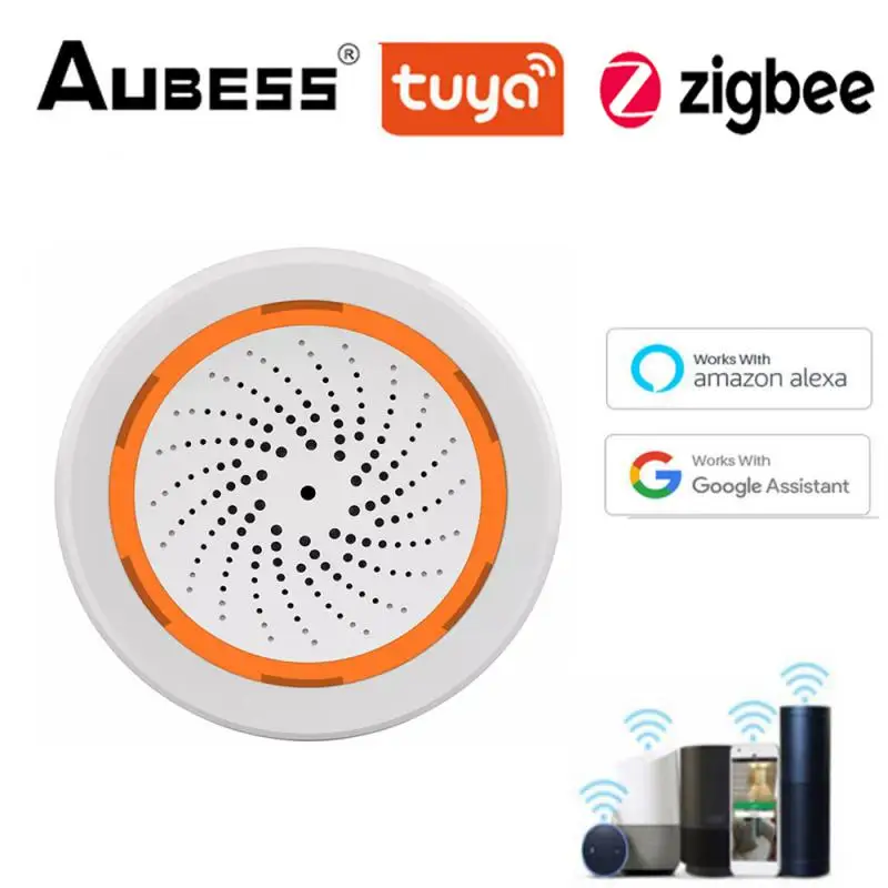 

Умная сирена Zigbee Tuya 3 в 1, сенсор со звусветильник 90 дБ, работает с приложением Alexa Google Home