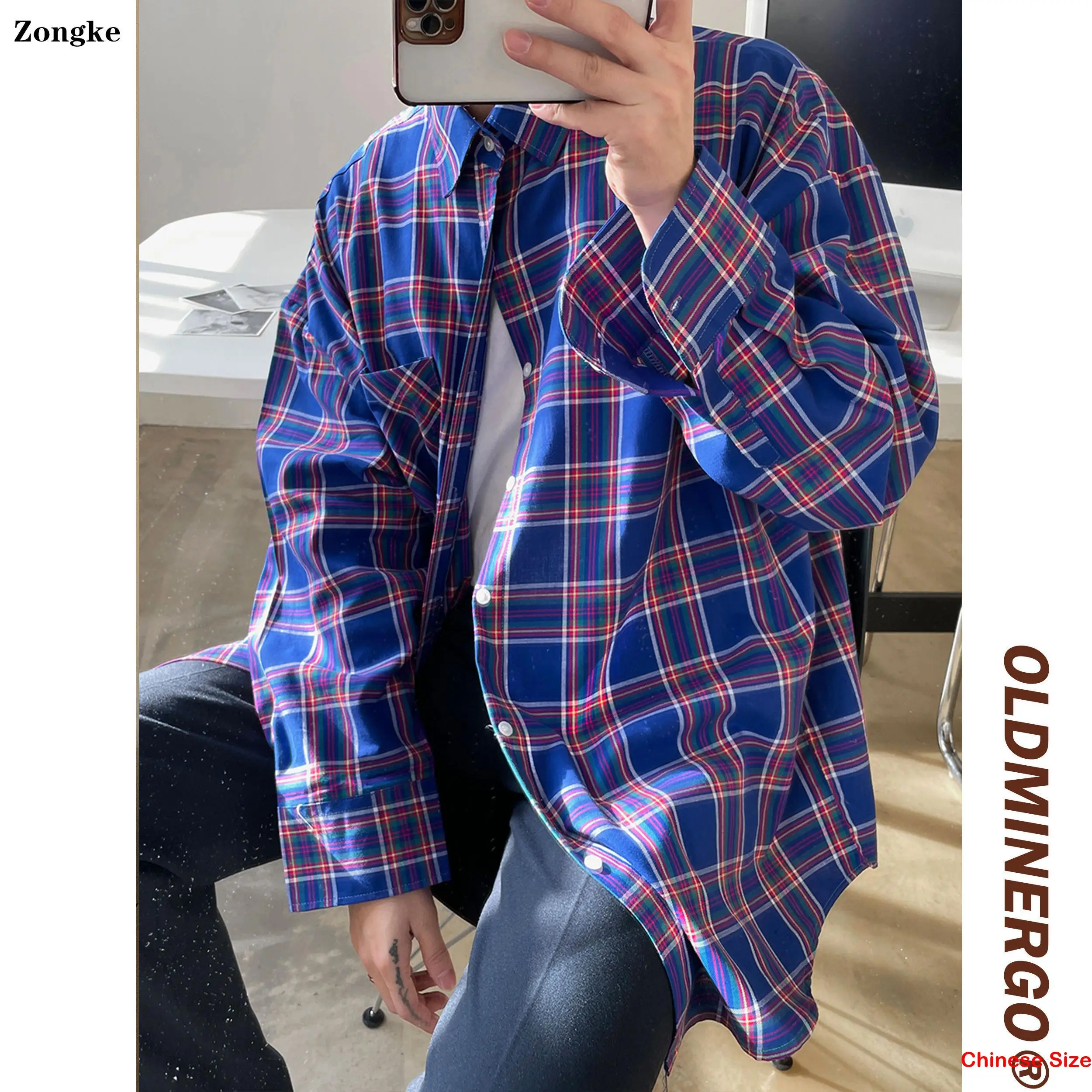 

Zongke Plaid Casual Shirt For Mens Clothing Free Shipping Items For Men Long Sleeve Shirt Chinese Size 2XL 2023 Spring New