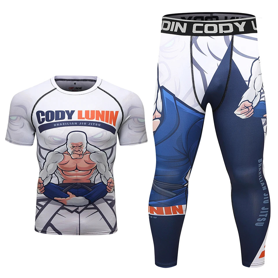 Jiu Jitsu Rashguard мужской майка MMA + шорты брюки для мужчин бразильский Grappling Bjj