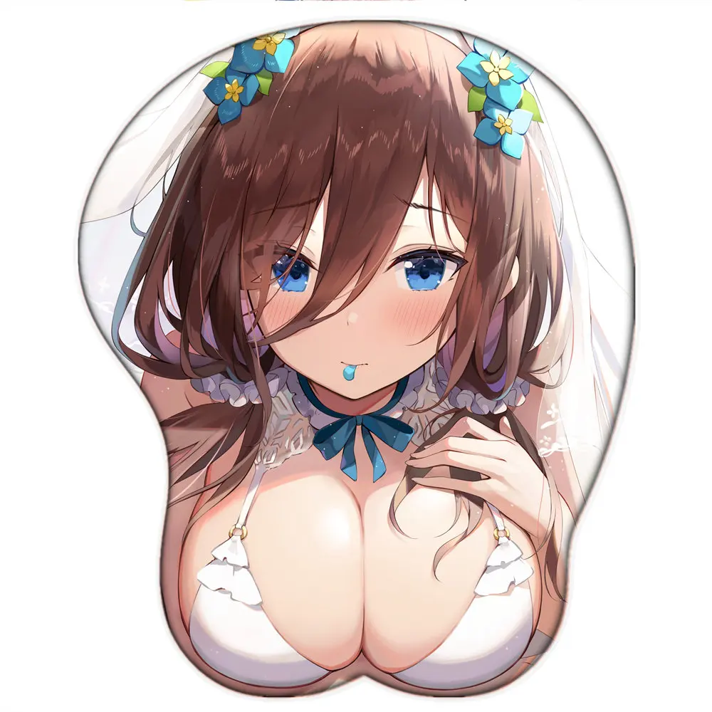 

Anime Go-toubun No Hanayome Nakano Miku Cute Big Breast 3D Mouse Pad Manga Pad with Wrist Oppai Silicone Gel Boobs Mat