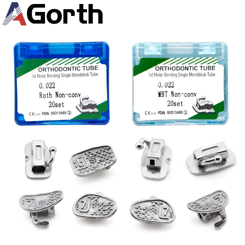 

20Set Dental Orthodontic Monoblock Buccal Tube Roth/MBT Bondable 1st/2nd Molar Mesh Base Dentistry Material for Dentist